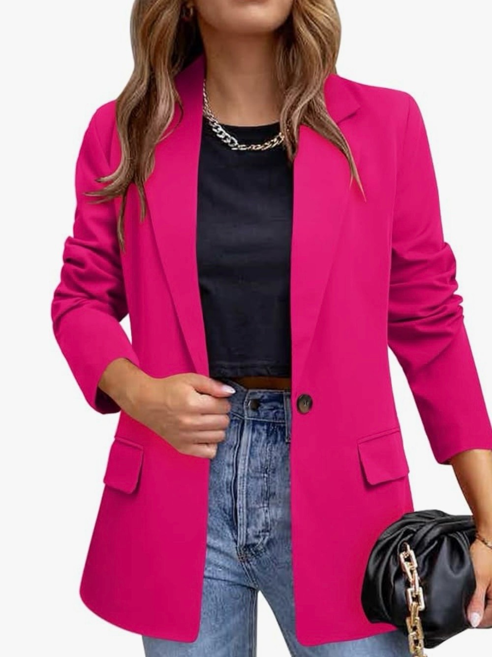Women's Hot Pink Single-Button casual blazer size XL excellent condition